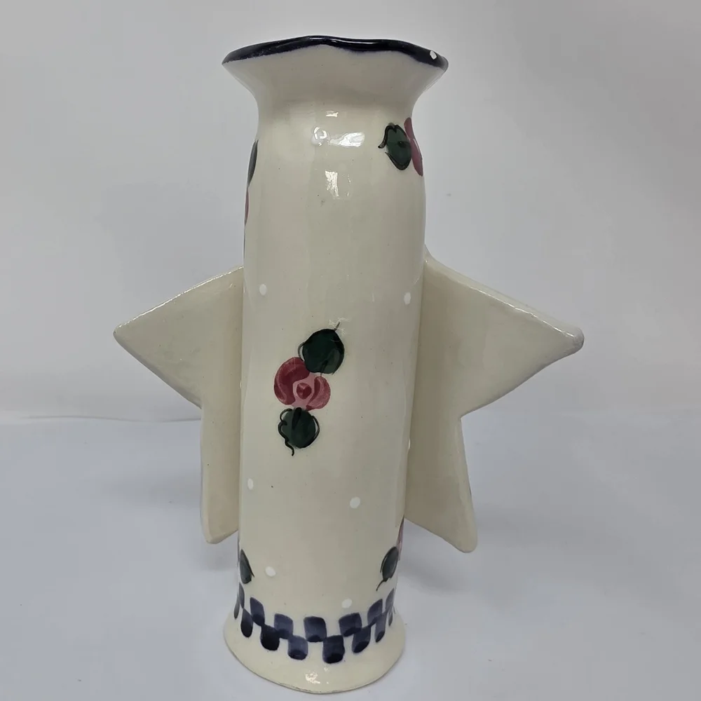 Candle Holder Ceramic Signed Red Bird Star Decoration Decor